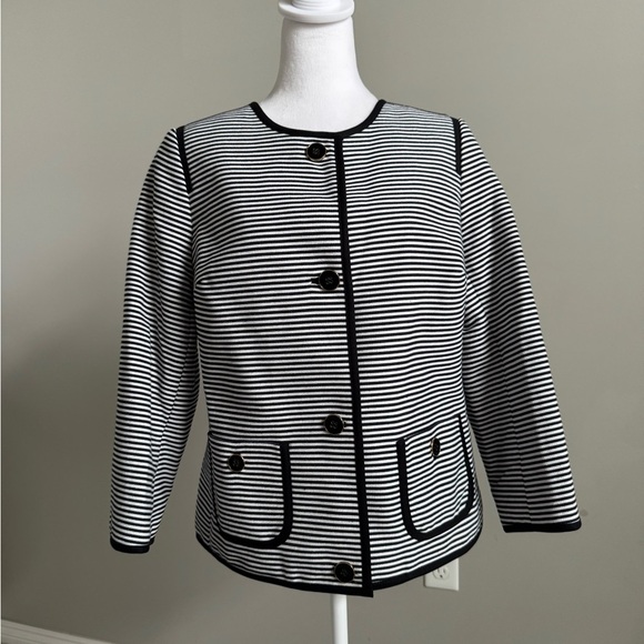 Talbots Black and White Striped Blazer - Picture 1 of 8
